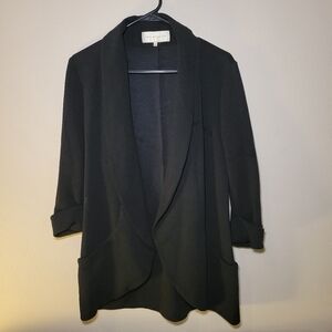 French Mauve Black Open Front Blazer, Medium